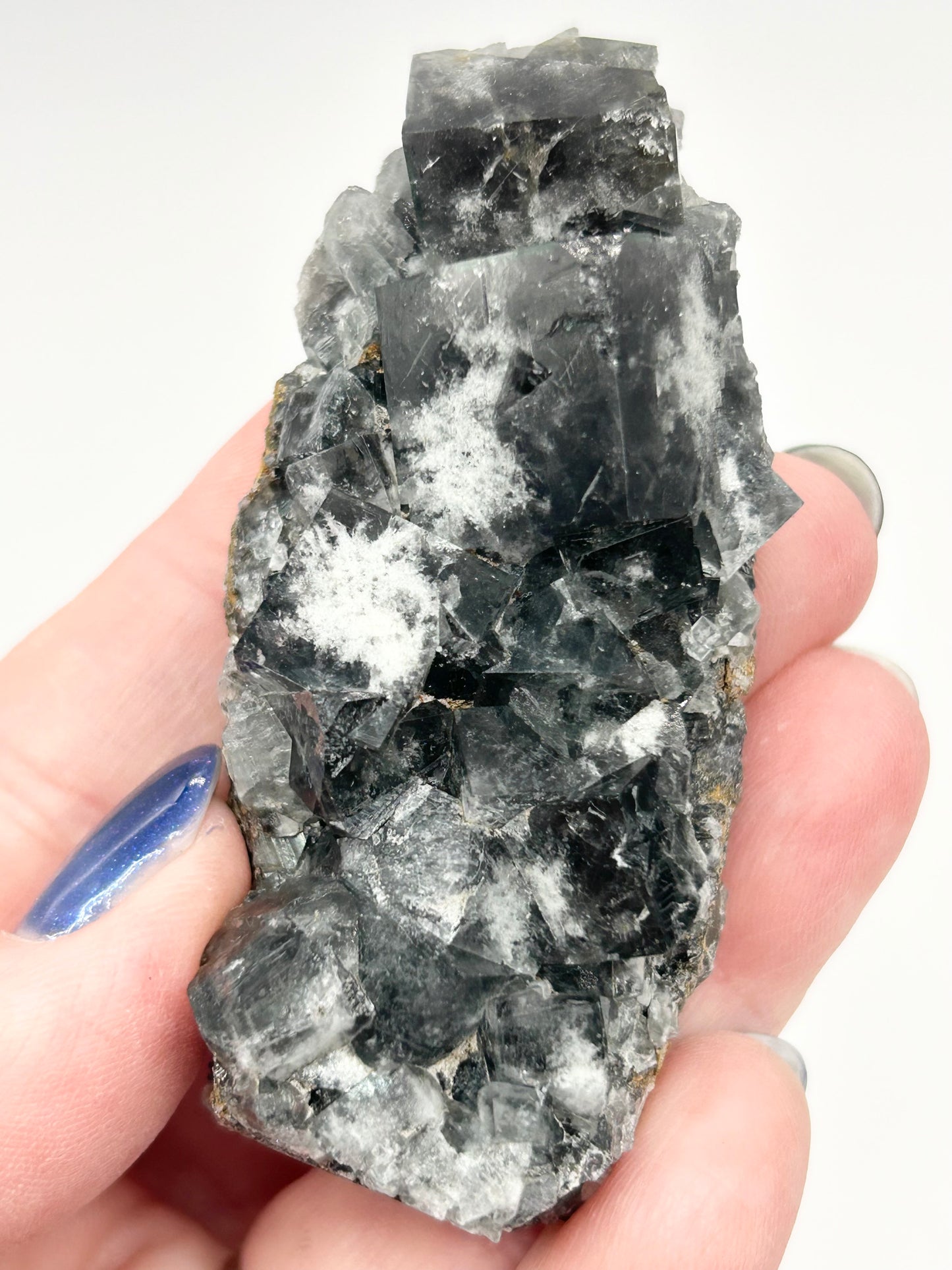 #25 Yum Yum Navy/ Black Fluorite From YumYum Pocket, Sutcliffe Vein, Diana Maria Mine, Weardale, County Durham, U.K.