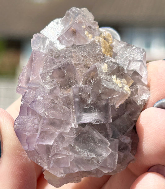 #5 Small Blue & Purple Phantom Fluorite With Calcite Sugar From Ghaw Mine, Lorali, Buluchistan, Pakistan 🇵🇰