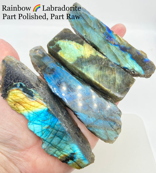 Labradorite Slices Part Polished, Part Raw 🇲🇬