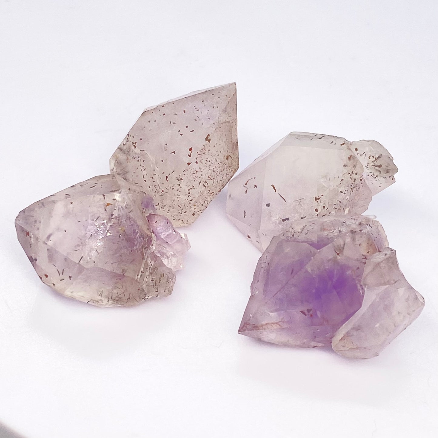 Guided By Purple Amethyst With Hematite “Strawberry” Inclusions Floater Specimens From Guided By Purple Pocket, North Carolina, USA 🇺🇸