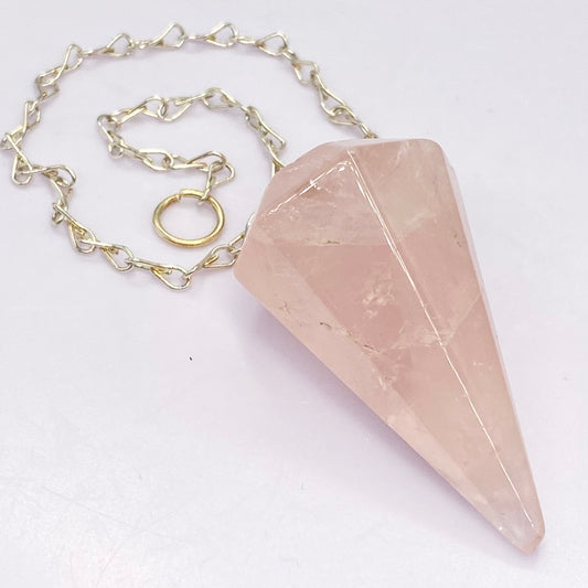 Rose Quartz Pendulum With 21cm Silver Colour Chain From Madagascar 🇲🇬