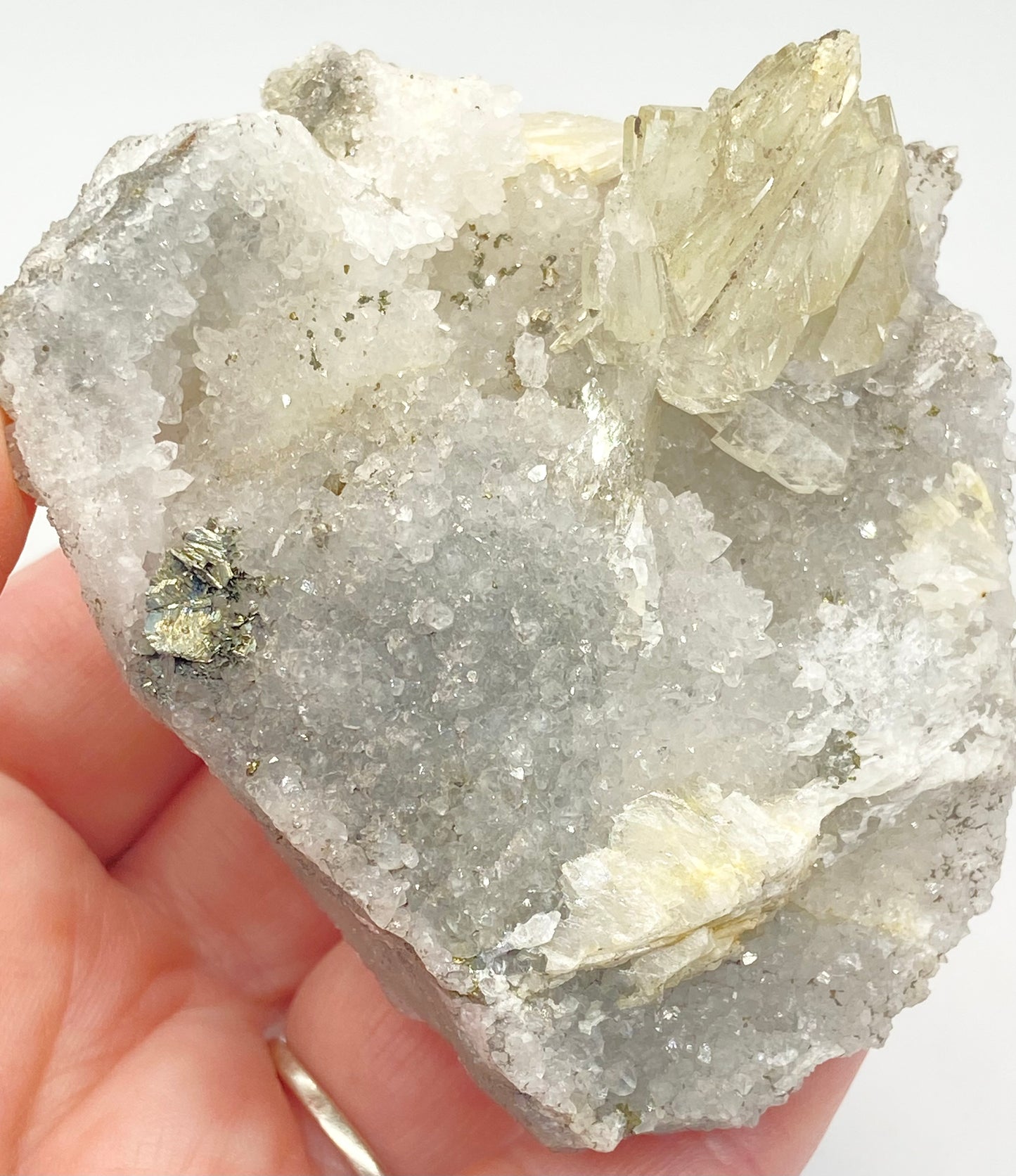 #1 Rare Native Silver In Quartz With Yellow & Blue Barite High Quality Large Specimen From Morocco 🇲🇦