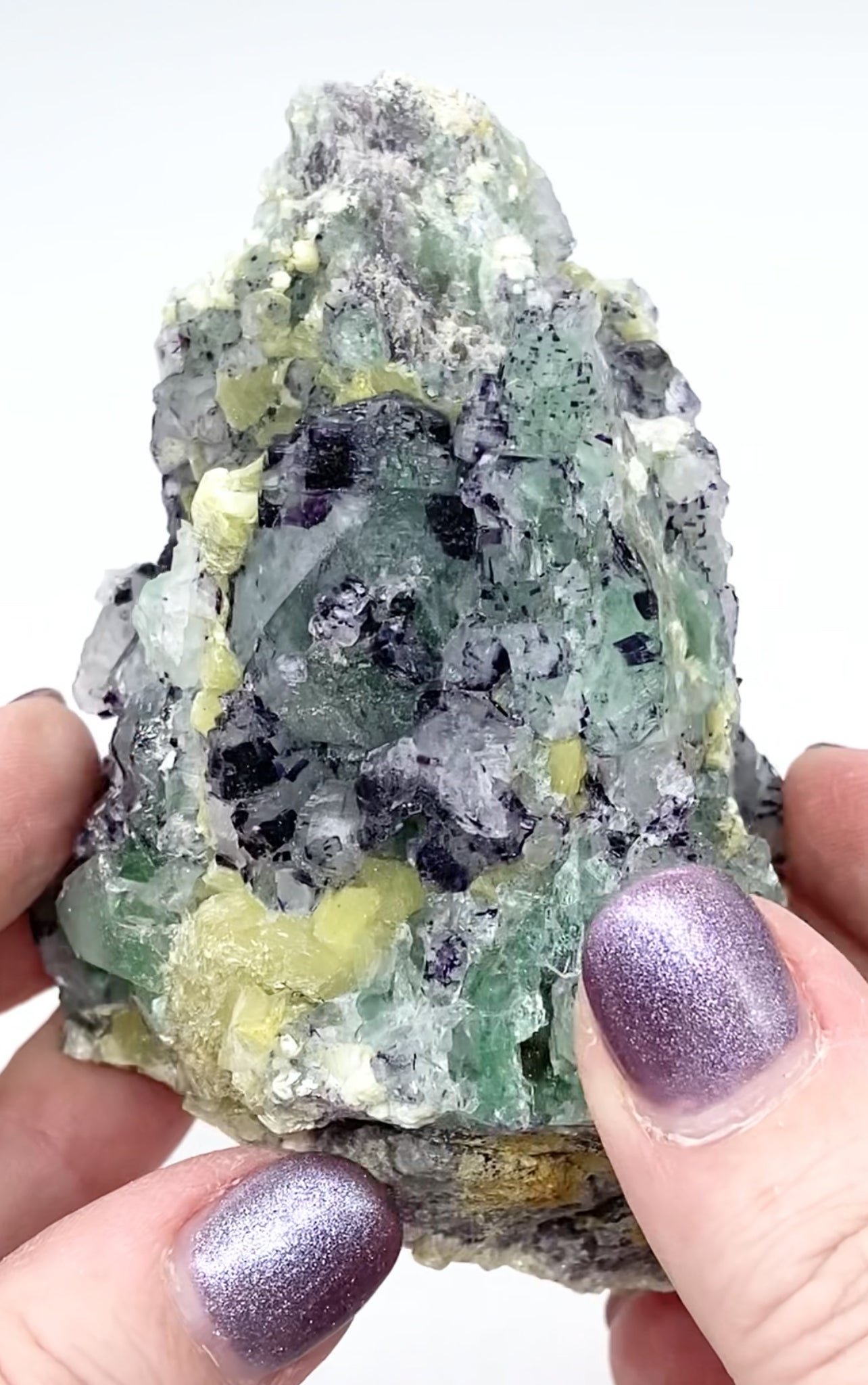 XL Erongo Namibian 🇳🇦 Green Octohedral Fluorite With Purple Phantoms & Yellow Mica High Quality Specimen From Namibia 🇳🇦