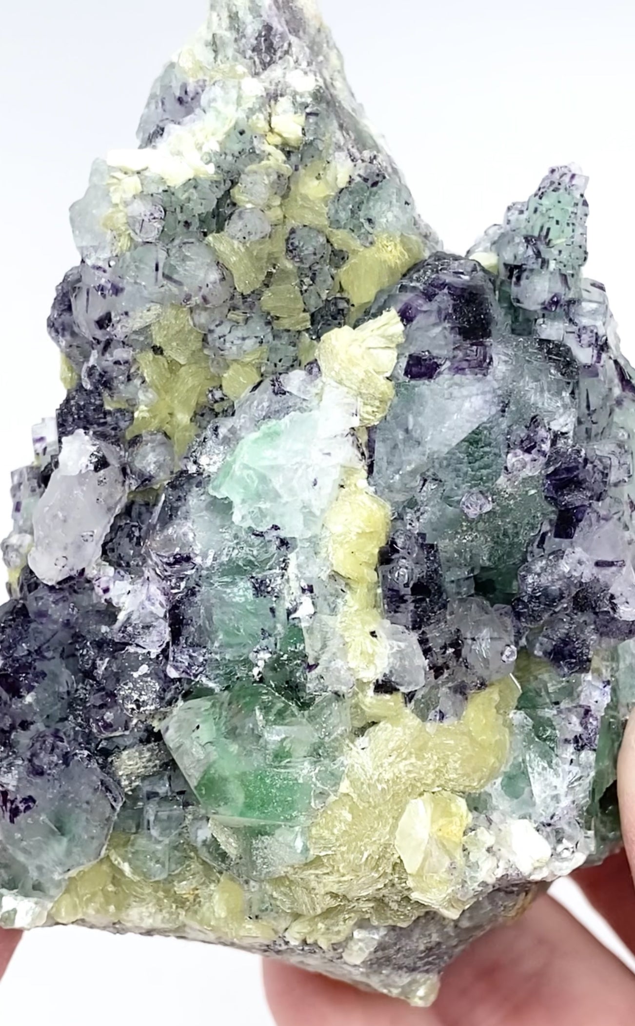 XL Erongo Namibian 🇳🇦 Green Octohedral Fluorite With Purple Phantoms & Yellow Mica High Quality Specimen From Namibia 🇳🇦