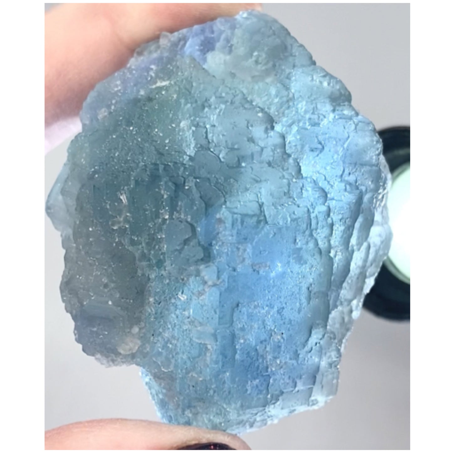 Blue Heart Octahedral Fluorite With Calcite Sugar Medium Specimen From China 🇨🇳 #13