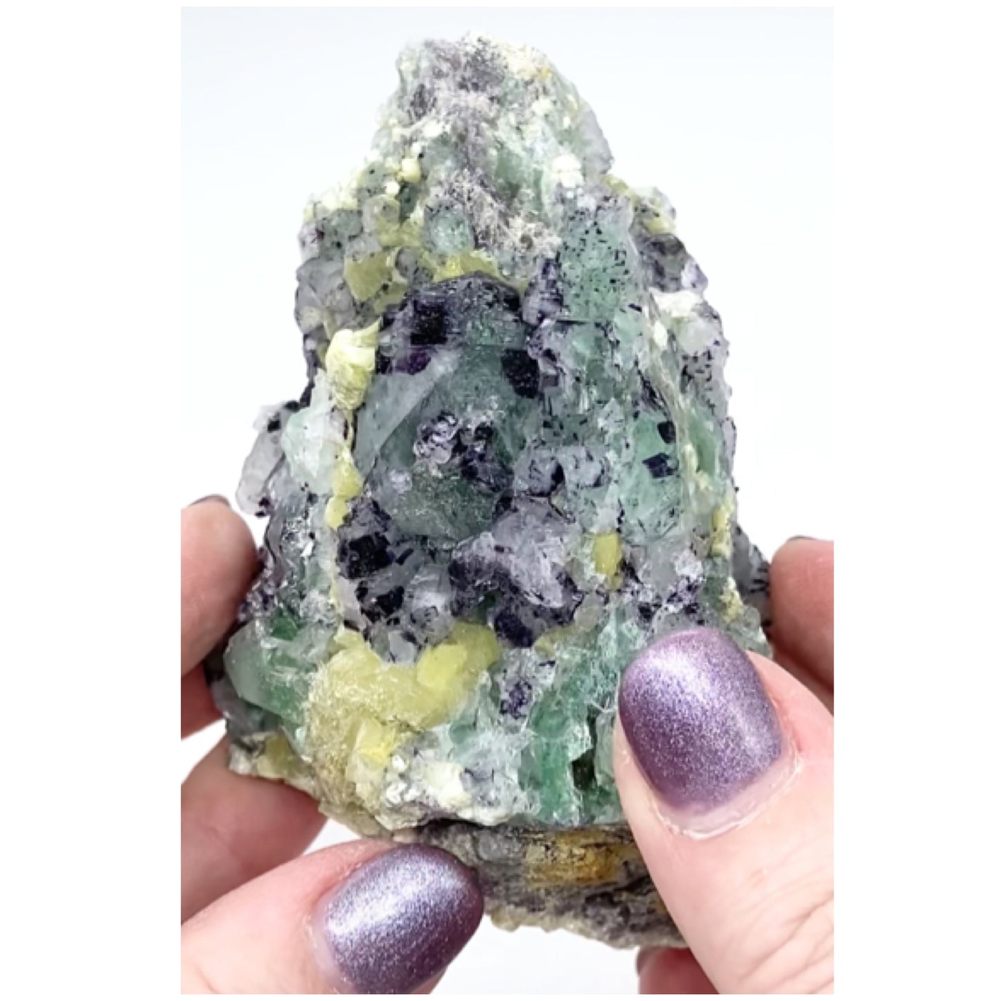 XL Erongo Namibian 🇳🇦 Green Octohedral Fluorite With Purple Phantoms & Yellow Mica High Quality Specimen From Namibia 🇳🇦