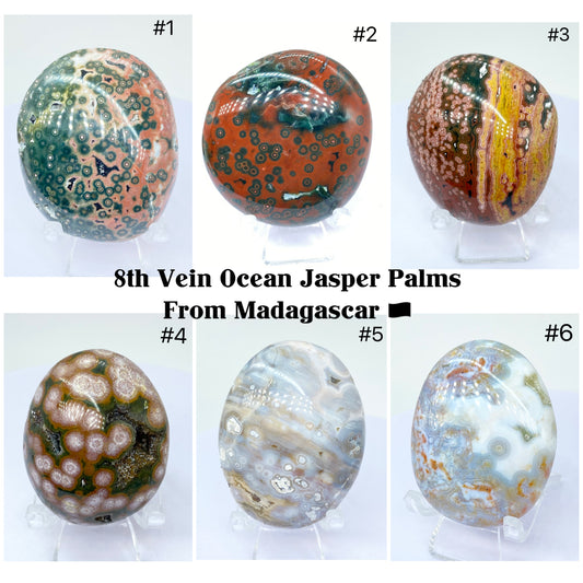 Orbicular Ocean Jasper Small Palms From Old Mine 8th Vein, Madagascar 🇲🇬 Pick Your Palm