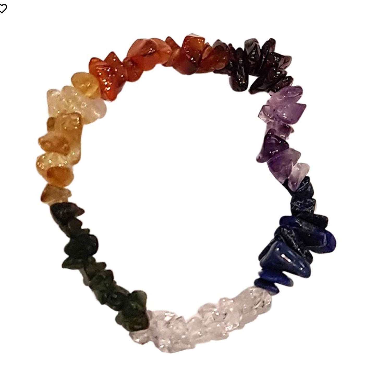 Chakra Gems - Amethyst, Quartz, Lapis Lazuli, Aventurine, Garnet, Carnelian - Chip Stretch Elastic Bracelet 55mm