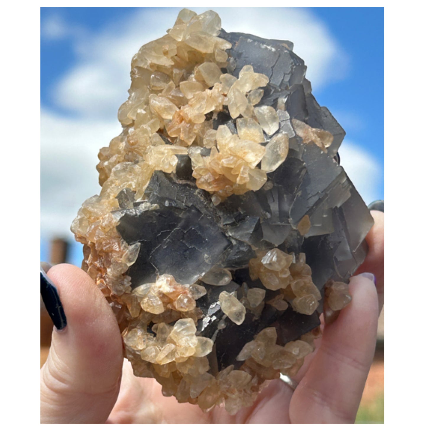 #1 XL Blue Phantom Fluorite With Double Terminated Calcite From Ghaw Mine, Lorali, Buluchistan, Pakistan 🇵🇰