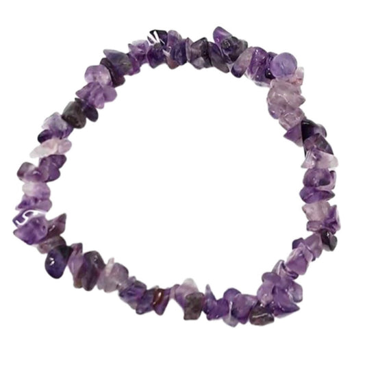 Dark Purple Amethyst Chip Stretch Elastic Bracelet 55mm