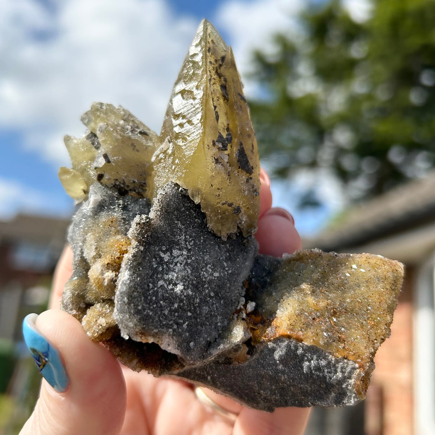 Collectors #9 Sweetwater Double Yellow Calcite On Marcasite & Limonite Large From Sweetwater Mine, Reynolds County, Missouri, USA 🇺🇸