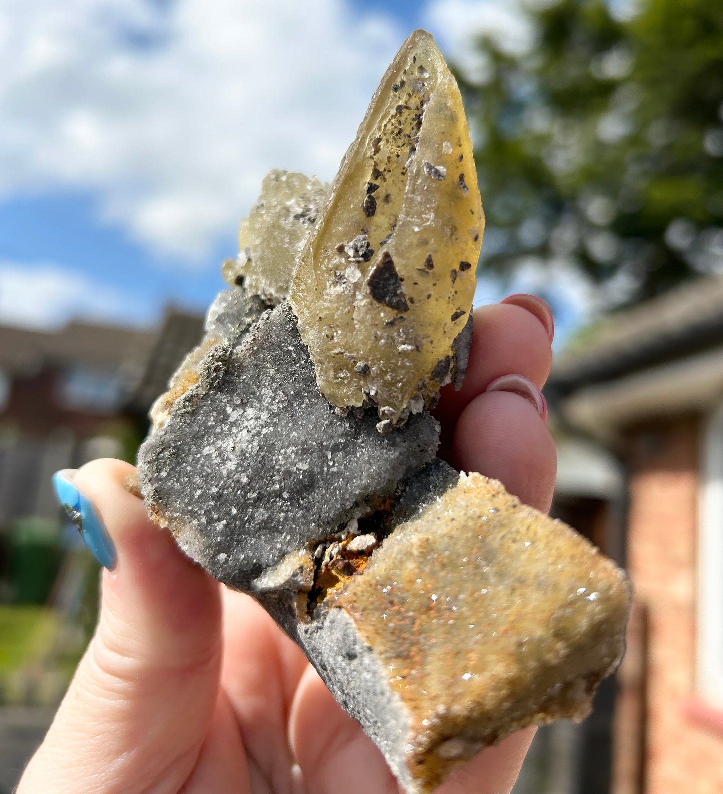 Collectors #9 Sweetwater Double Yellow Calcite On Marcasite & Limonite Large From Sweetwater Mine, Reynolds County, Missouri, USA 🇺🇸