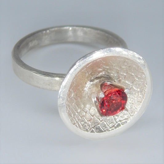 Tanzanian Ruby Fine 999 Silver with 925 Sterling Silver Ring