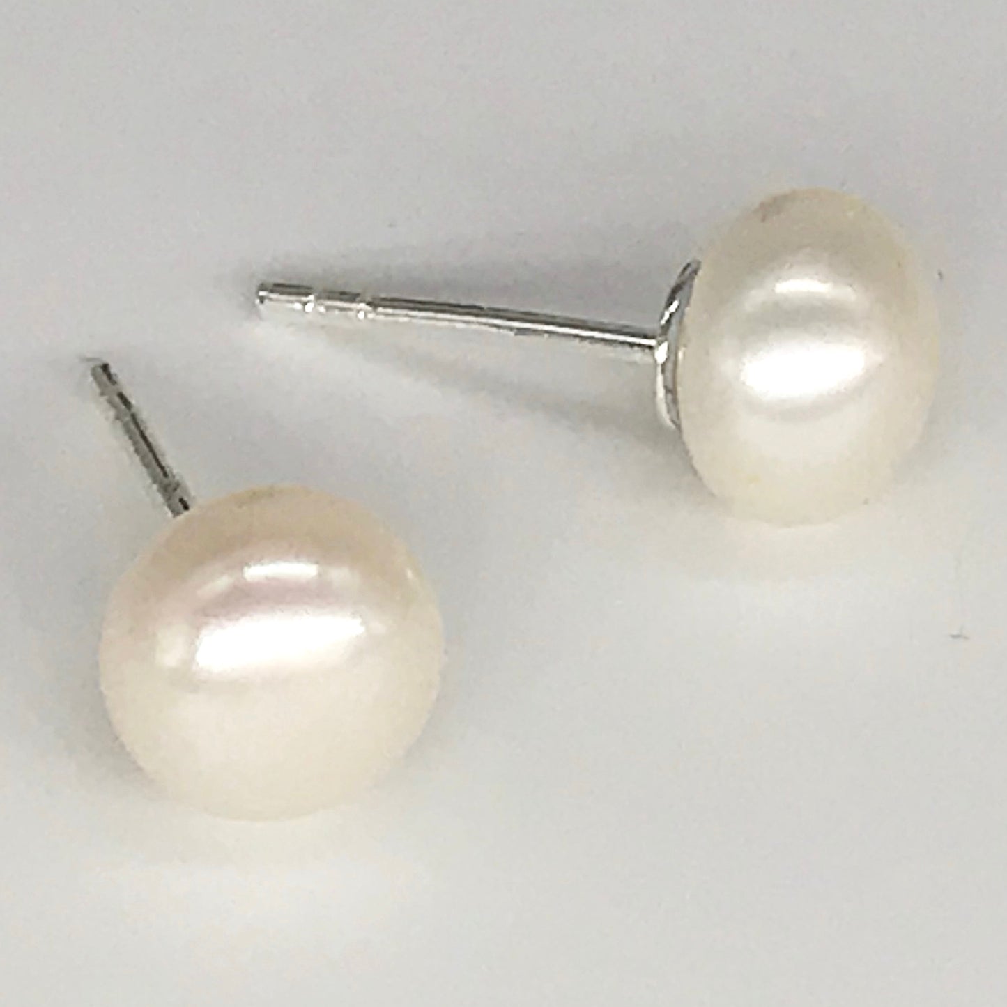 Cream Freshwater Pearl 6mm Button Sterling Silver 925 Studs