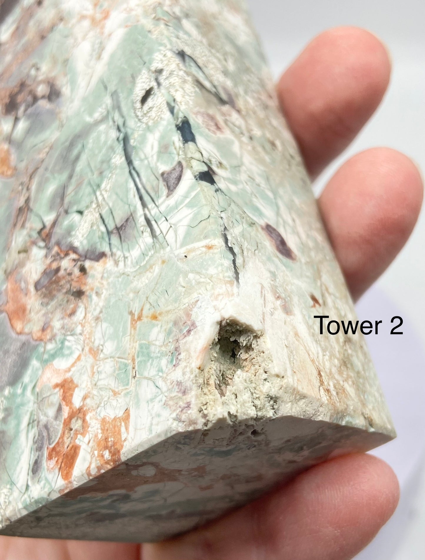 Mint, Red & Cream Money Agate Extra Large Part Raw Towers - Pick Your Tower 🇨🇳 Grape🍇🏥Hospital